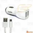 CARREGADOR VEICULAR 2 PORTAS USB COM CABO V8 BASIKE CAR-G5111