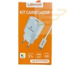 CARREGADOR USB TIPO C 3.1A LEHMOX LE-511TYPEC